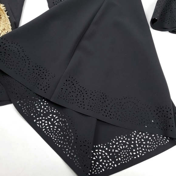 New Parker Black Embroidered Eyelet Bell Sleeve Dress Size Xs - Picture 11 of 14